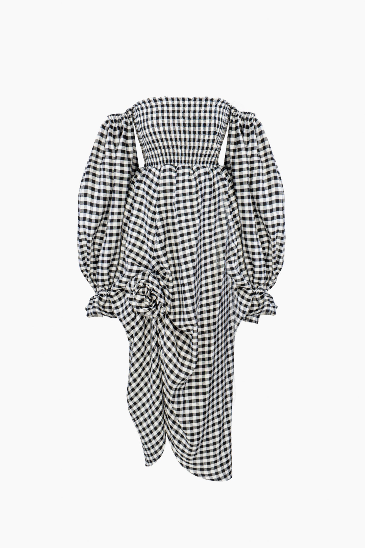 Лляна сукня Atlanta з трояндою у чорну клітинку