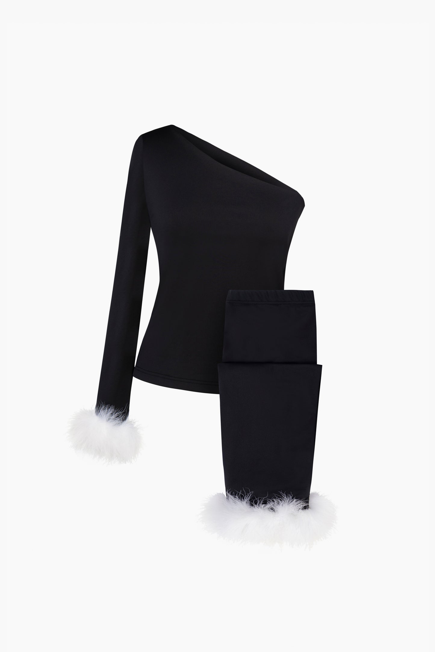 Костюм вихідного дня з легінсами зі зйомним пір’ям у чорному