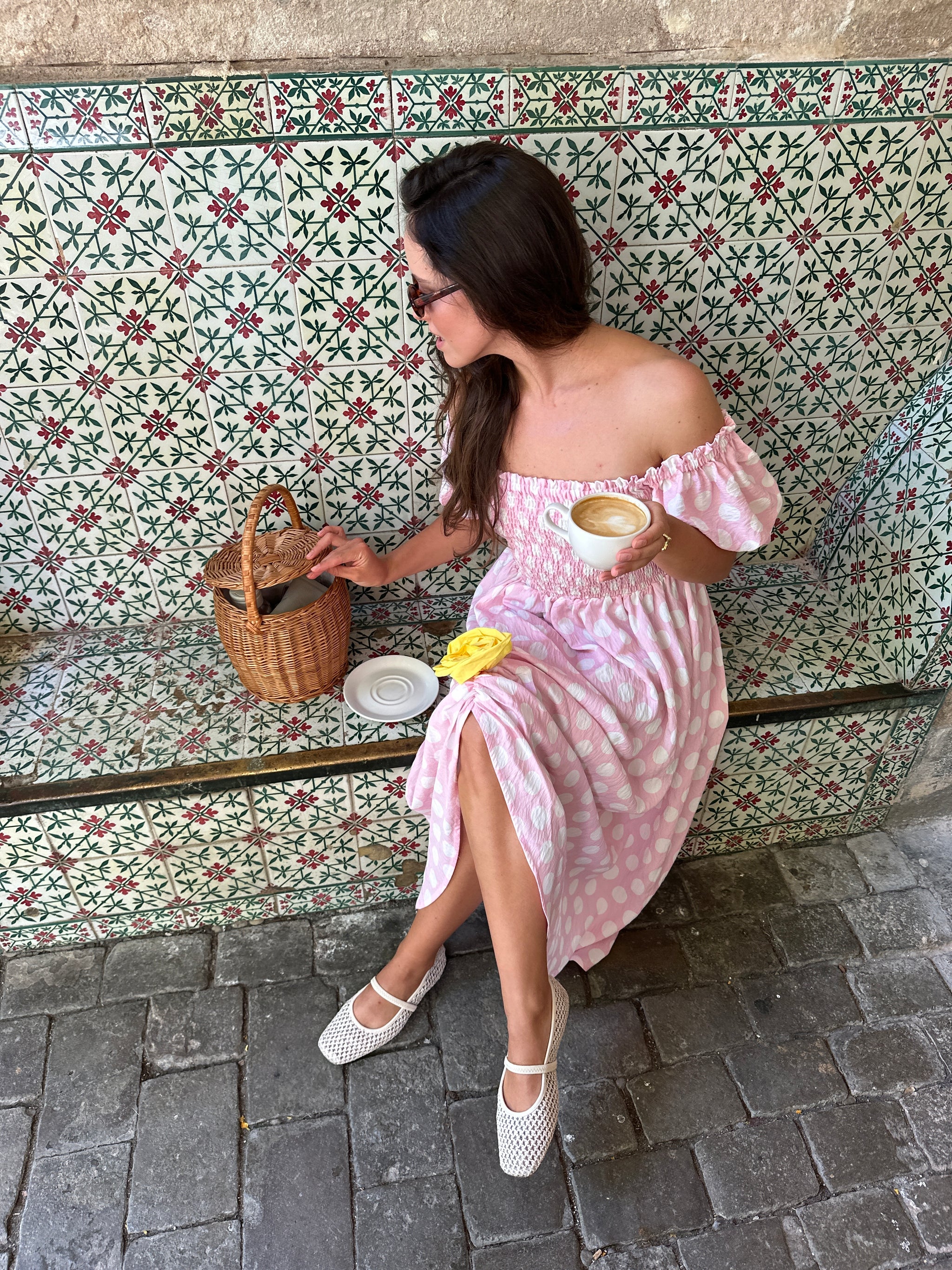 Сукня Belle з трояндою у рожевий горох