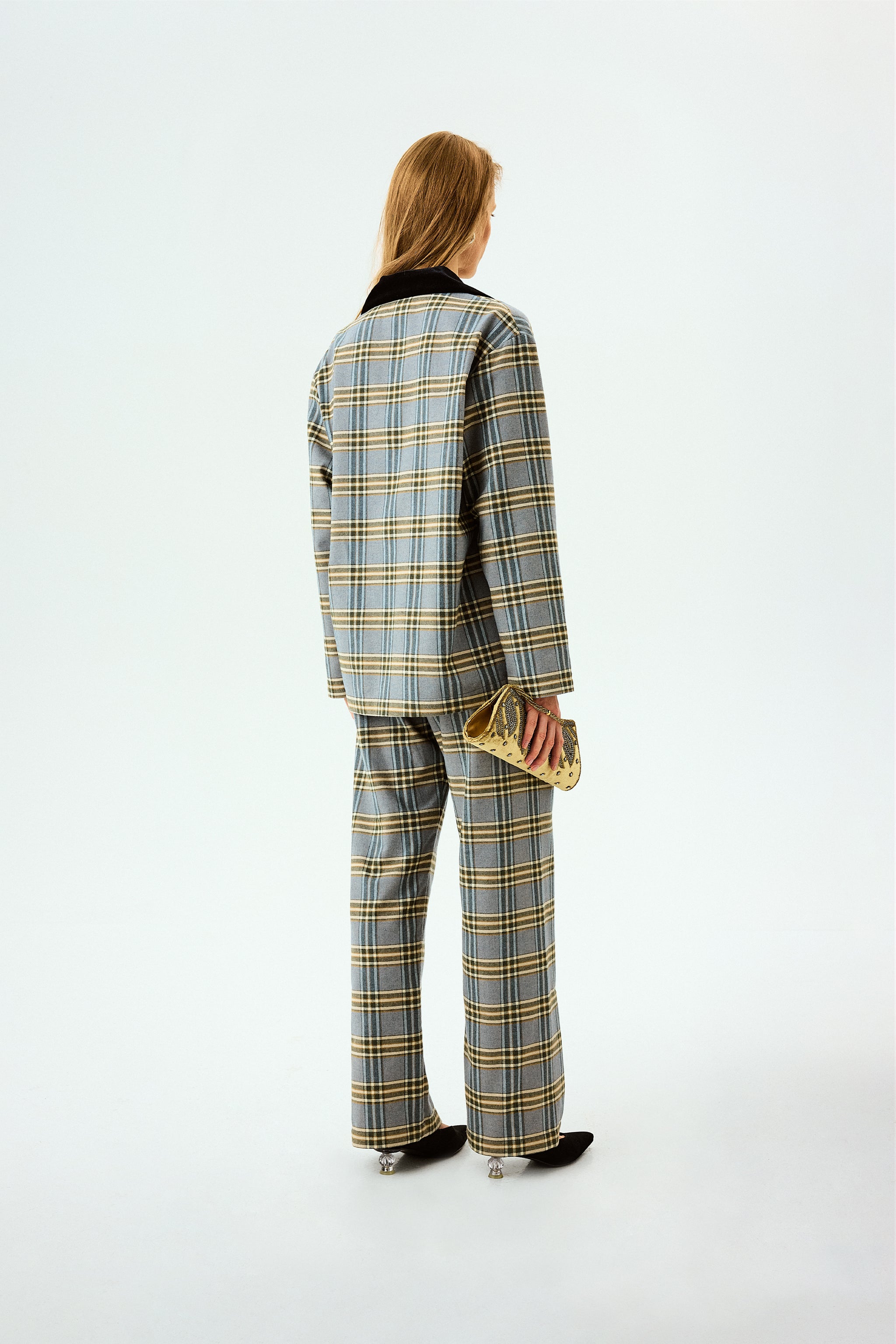 Комплект з фланелі у блакитно-сіру клітинку