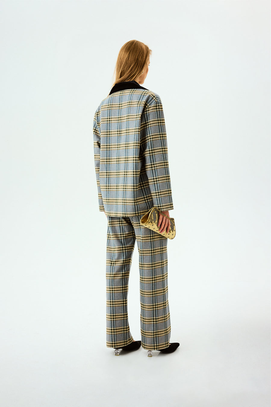 Комплект з фланелі у блакитно-сіру клітинку