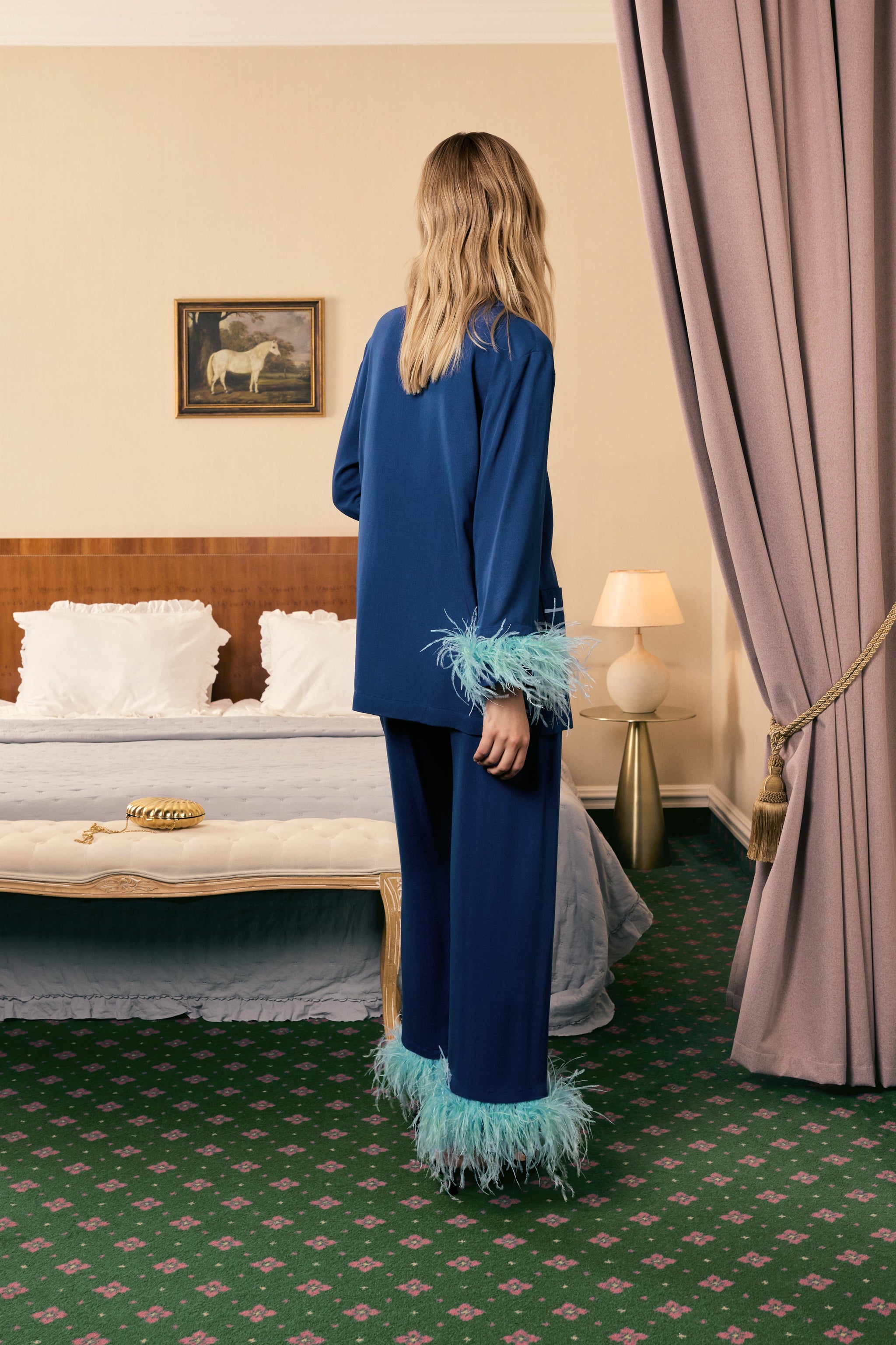 Комплект Party Pajama зі знімним пір'ям у синьому