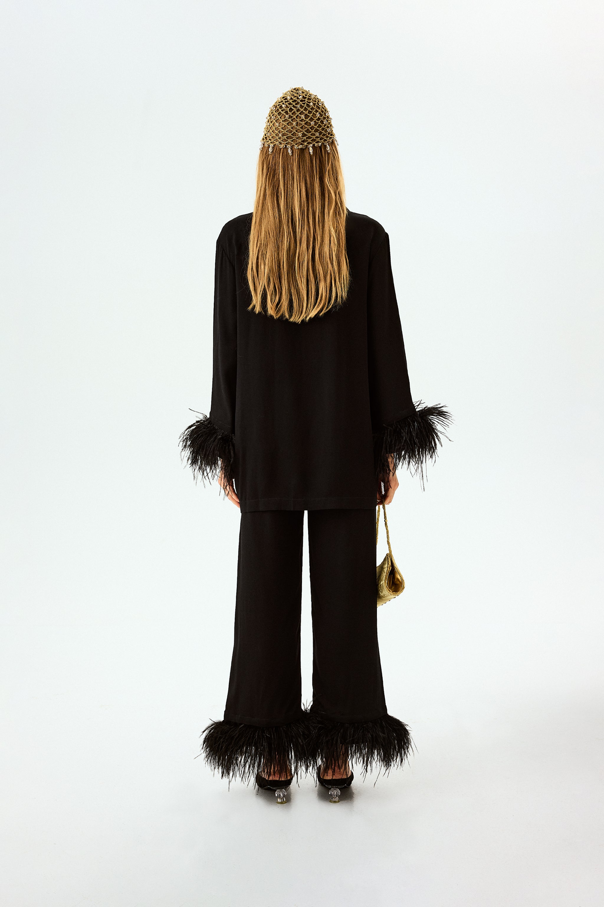 Чорний Комплект Party Pajamas з Подвійним Пір’ям