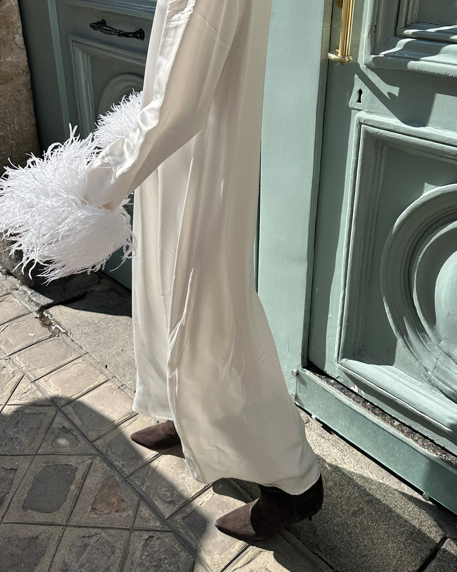 Сукня Максі Suzi зі Знімним Пір'ям у Білому