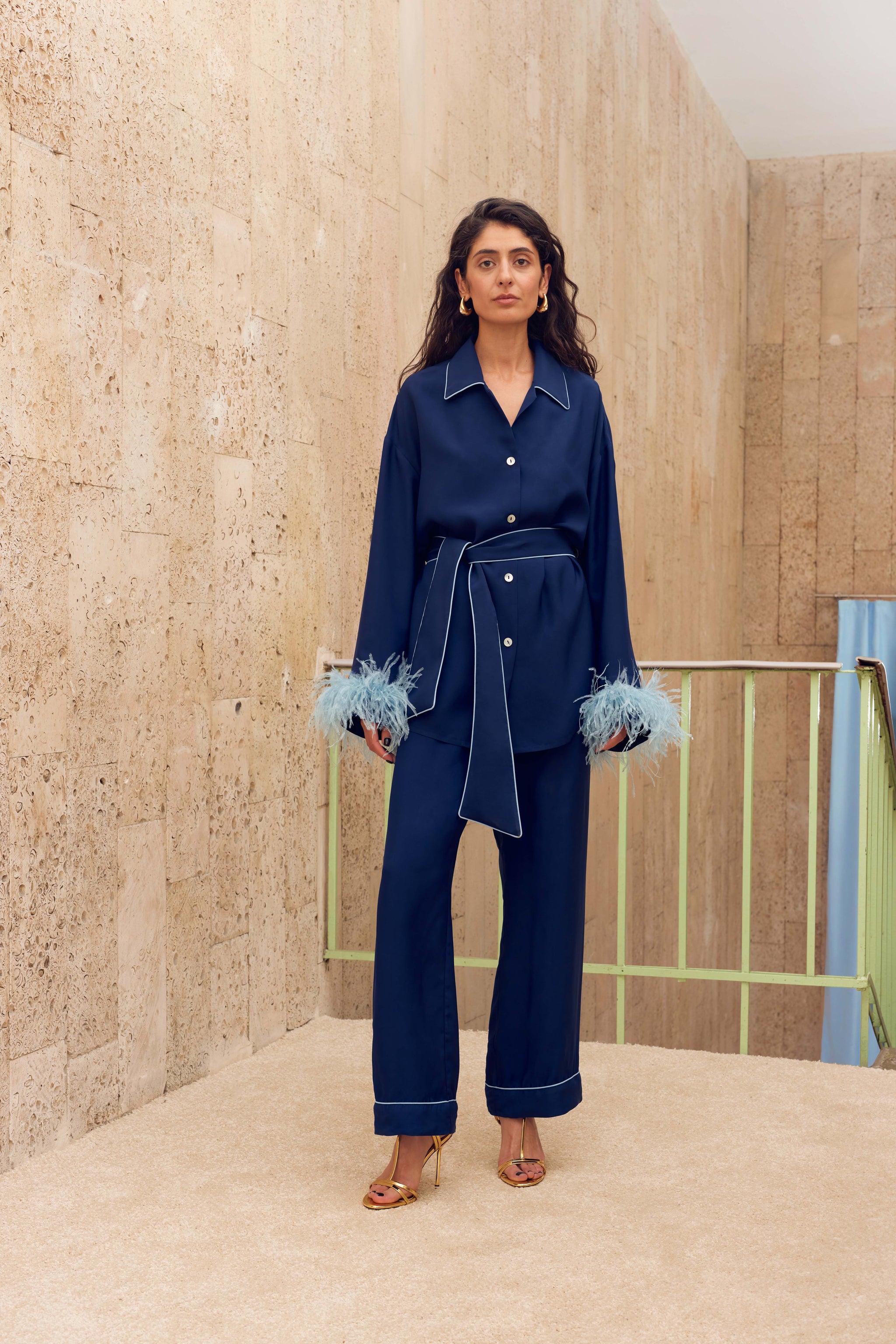 Комплект Miss Cat зі знімним пір'ям темно-синього кольору